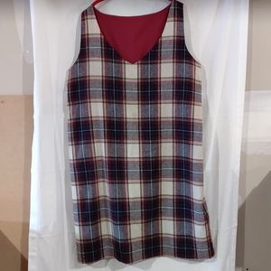 Women's Wool Plaid Maxi Jumper Dress Size 18 Hand Taylored